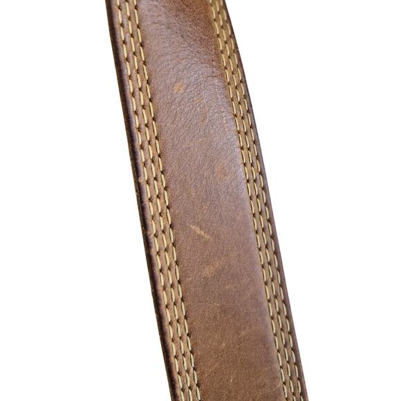 Carhartt Work Belt Mens Sz 38 Brown Leather Silver Buckle Outdoor Casual - Picture 7 of 7